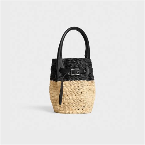 celine bucket bag raffia|Big Bag Nano Bucket in raffia and smooth calfskin .